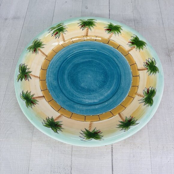 Anne Ormsby Baum Bros Imports TROPICAL PALM Pool Ceramic 12.5" Serving Platter - Picture 2 of 12